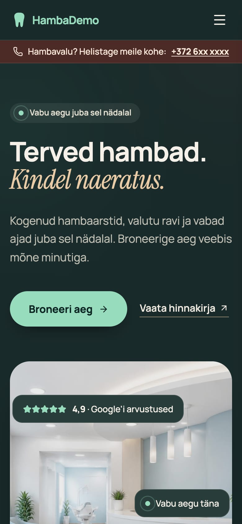 Hambademo kujundus Kristall telefonis