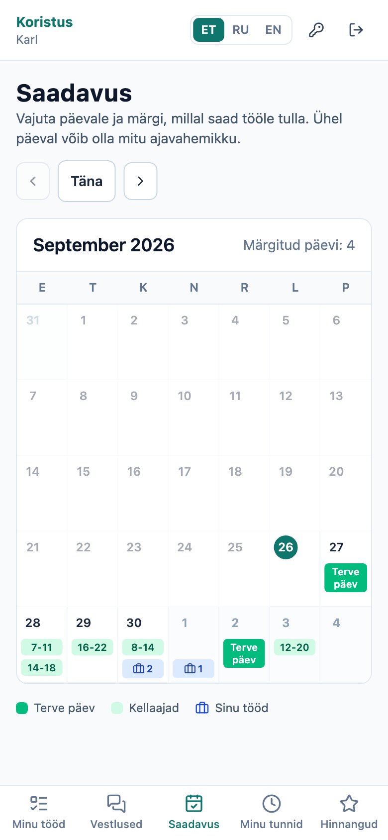 Tööampsu saadavuse kalender